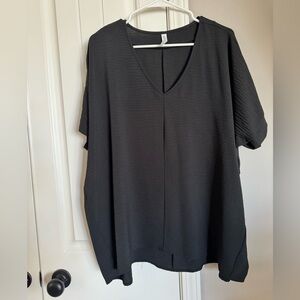 Black Cuffed Sleeve Work Top